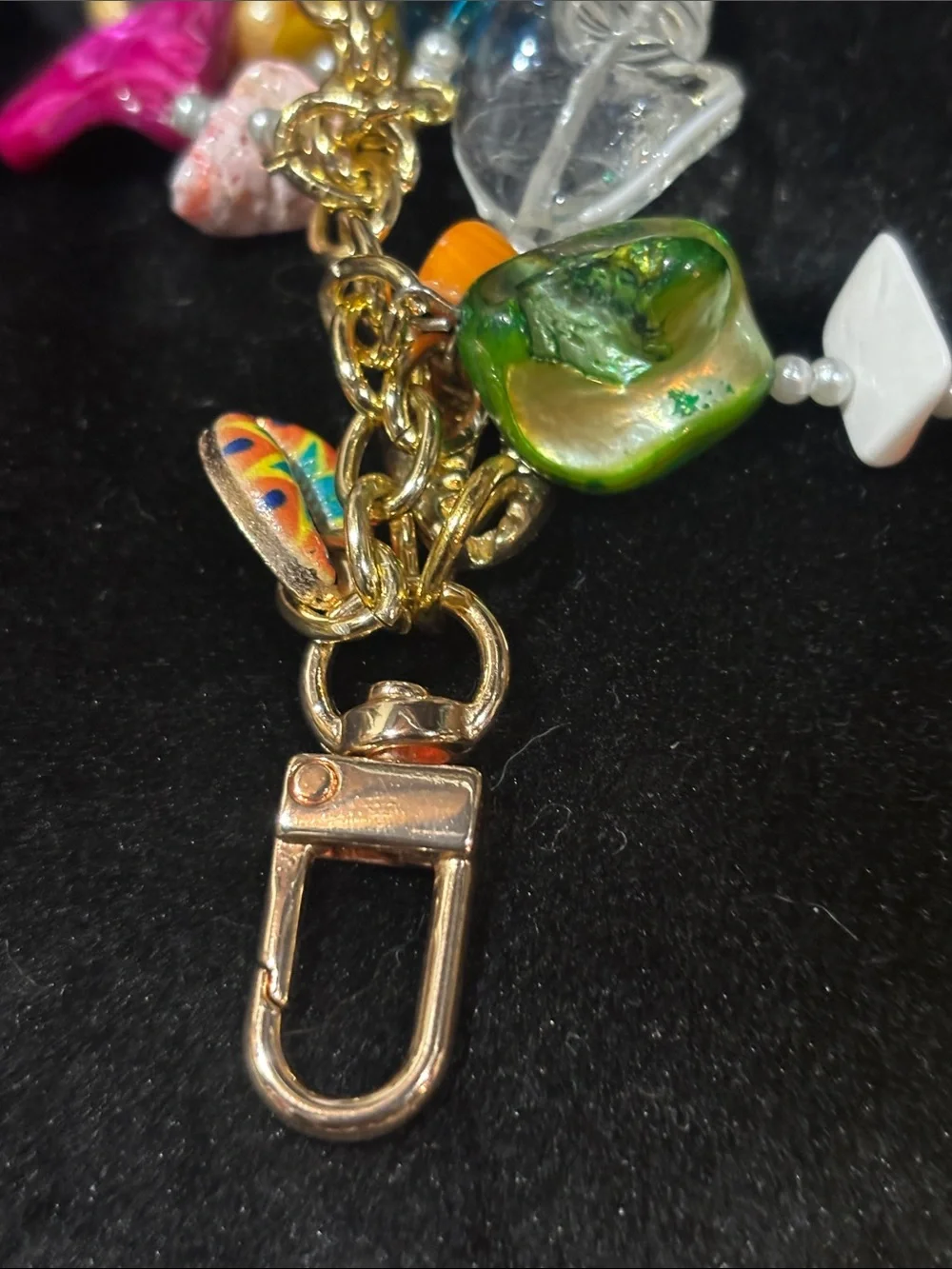 KB keychain seashell multicolor nautical coastal beach vacation ocean pearls